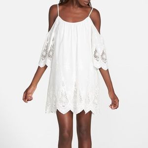 4si3nna Eyelet Embroidered Cold Shoulder Dress Sml